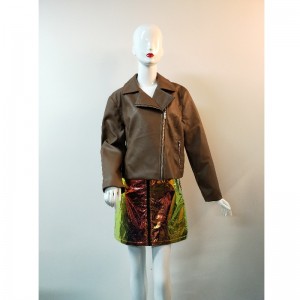 BROWN PU BIKER JACKET RLWPJ0029N